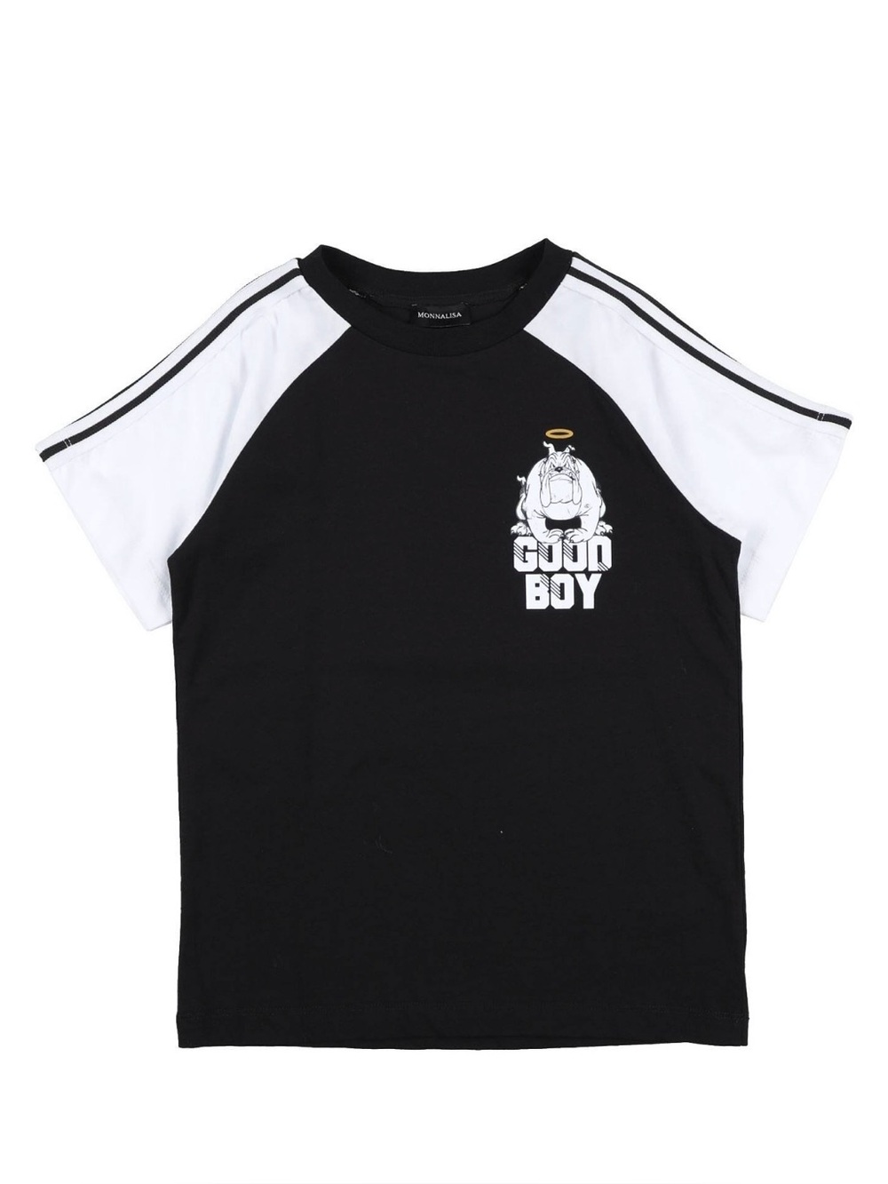 MonnaLisa Black and White Raglan Graphic Tee